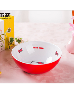 五和純密胺餐具 Hello Kitty 凱蒂貓雙色碗、圓飯碗